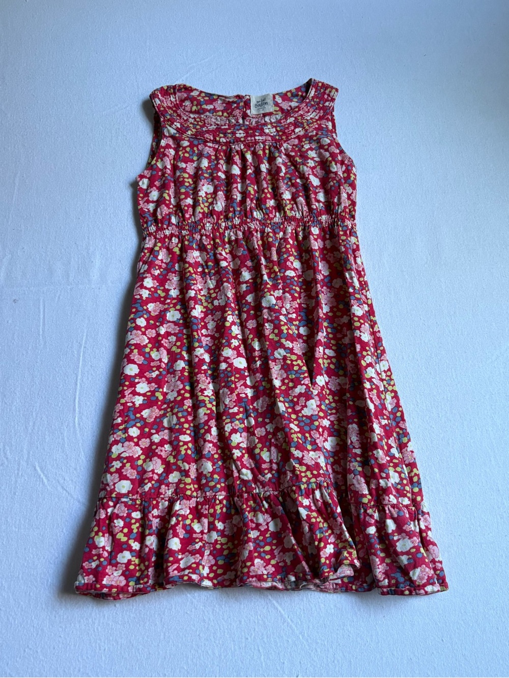 Boden Red Floral Sundress with Ruffle Hem